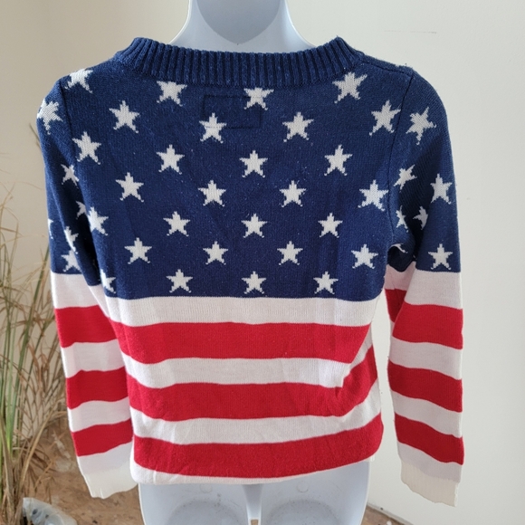 Tipsy Elves Starry Stripes Patriotic Sweater - Red, White, and Blue Size Small - Picture 5 of 6
